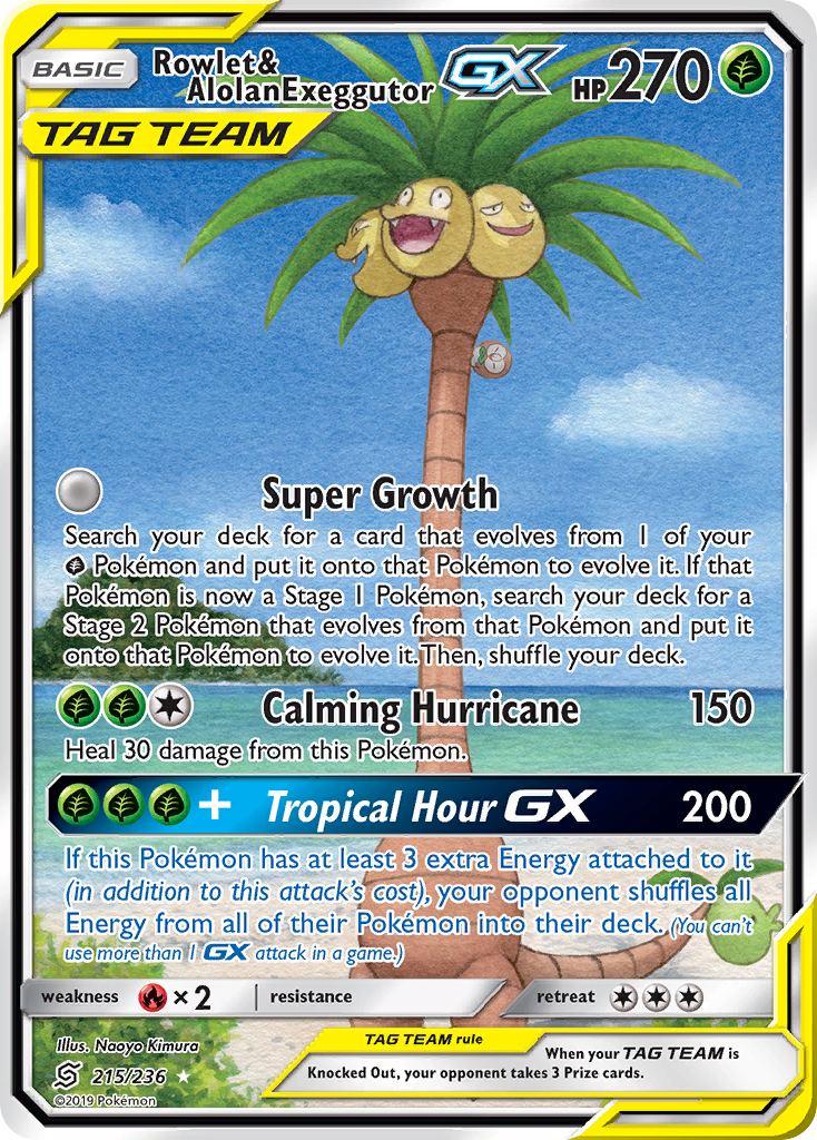 Rowlet & Alolan Exeggutor GX (215/236) [Sun & Moon: Unified Minds] | Shuffle n Cut Hobbies & Games