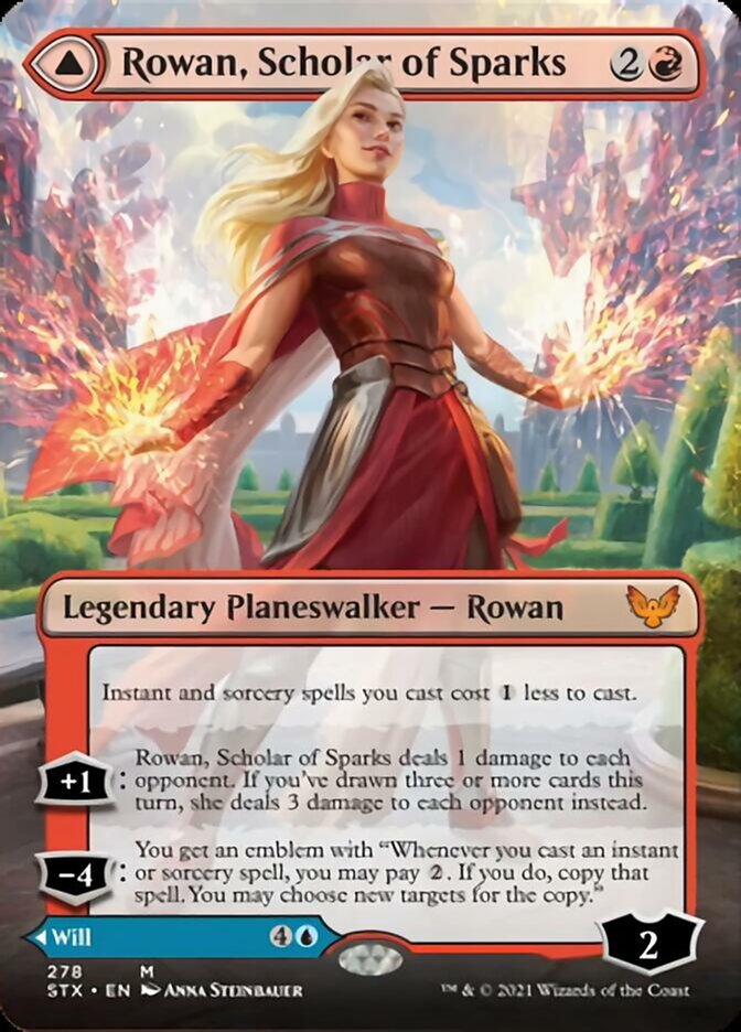 Rowan, Scholar of Sparks // Will, Scholar of Frost (Borderless) [Strixhaven: School of Mages] | Shuffle n Cut Hobbies & Games