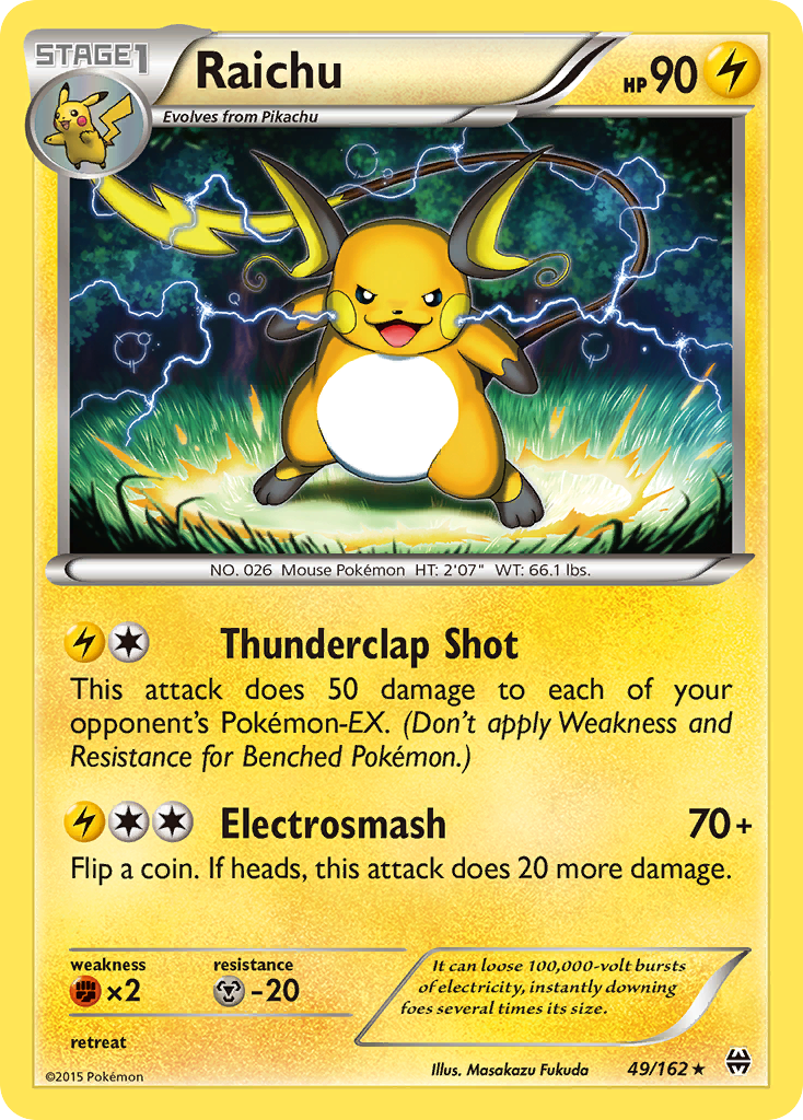 Raichu (49/162) [XY: BREAKthrough] | Shuffle n Cut Hobbies & Games