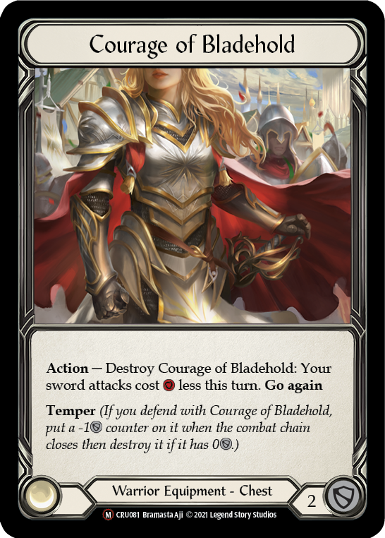 Courage of Bladehold (Rainbow Foil) [CRU081-RF] Unlimited Rainbow Foil | Shuffle n Cut Hobbies & Games