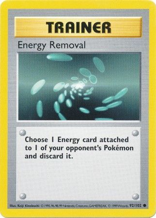 Energy Removal (92/102) [Base Set Shadowless Unlimited] | Shuffle n Cut Hobbies & Games