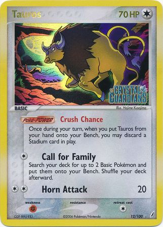 Tauros (12/100) (Stamped) [EX: Crystal Guardians] | Shuffle n Cut Hobbies & Games