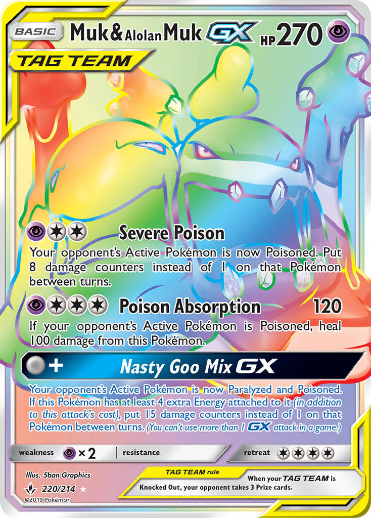 Muk & Alolan Muk GX (220/214) [Sun & Moon: Unbroken Bonds] | Shuffle n Cut Hobbies & Games