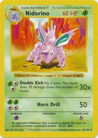 Nidorino (37/102) [Base Set Shadowless Unlimited] | Shuffle n Cut Hobbies & Games