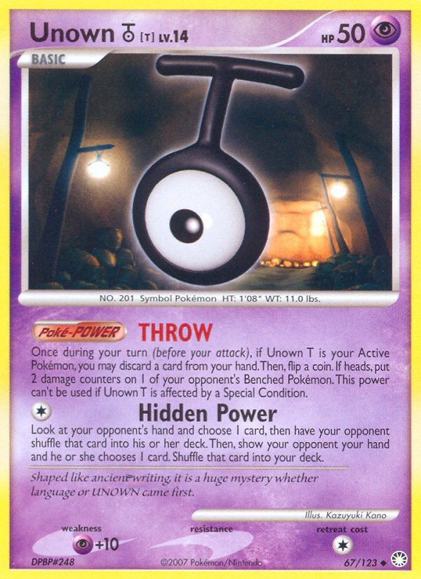 Unown T (67/123) [Diamond & Pearl: Mysterious Treasures] | Shuffle n Cut Hobbies & Games