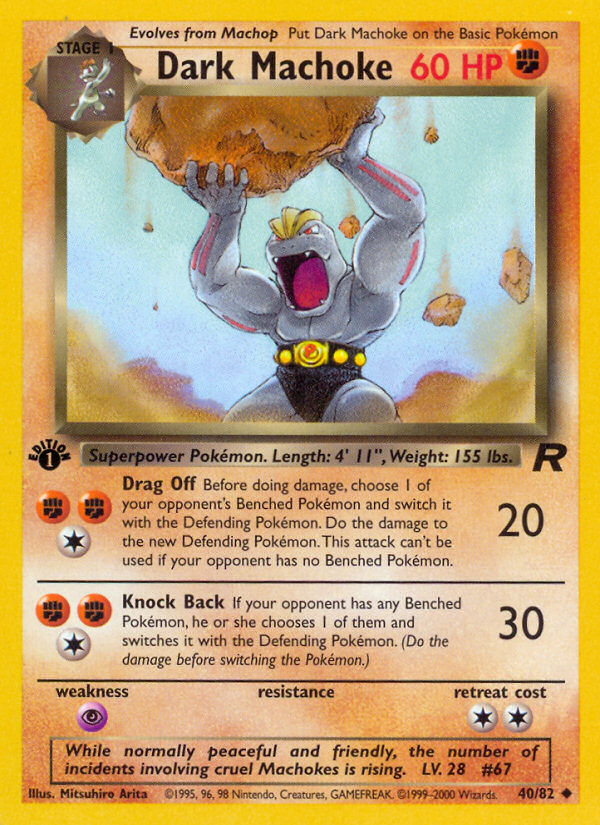 Dark Machoke (40/82) [Team Rocket 1st Edition] | Shuffle n Cut Hobbies & Games