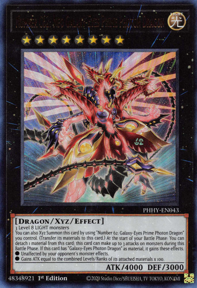 Number C62: Neo Galaxy-Eyes Prime Photon Dragon [PHHY-EN043] Ultra Rare | Shuffle n Cut Hobbies & Games