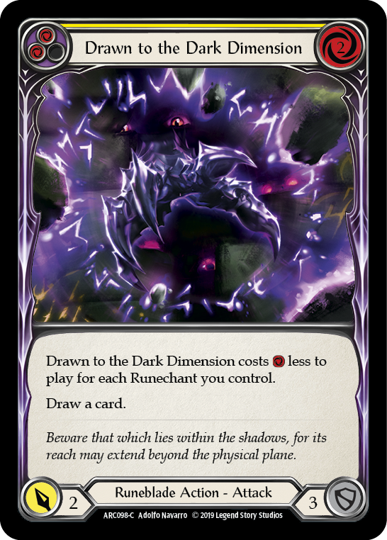 Drawn to the Dark Dimension (Yellow) [ARC098-C] 1st Edition Rainbow Foil | Shuffle n Cut Hobbies & Games