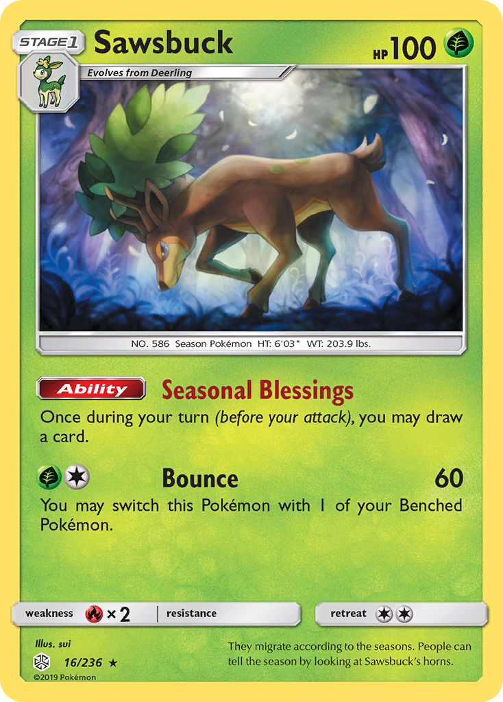 Sawsbuck (16/236) [Sun & Moon: Cosmic Eclipse] | Shuffle n Cut Hobbies & Games