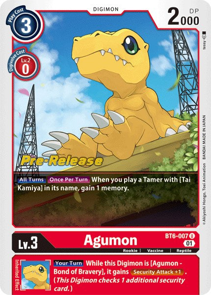 Agumon [BT6-007] [Double Diamond Pre-Release Cards] | Shuffle n Cut Hobbies & Games