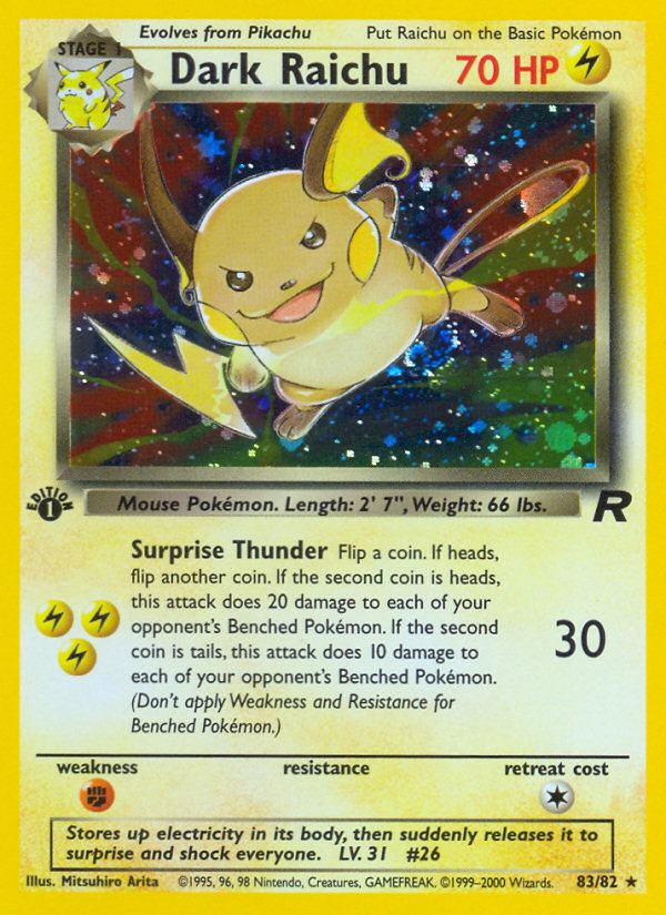 Dark Raichu (83/82) [Team Rocket 1st Edition] | Shuffle n Cut Hobbies & Games