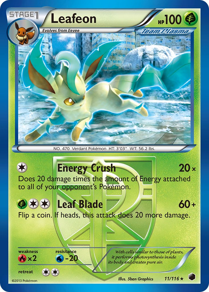 Leafeon (11/116) (Theme Deck Exclusive) [Black & White: Plasma Freeze] | Shuffle n Cut Hobbies & Games