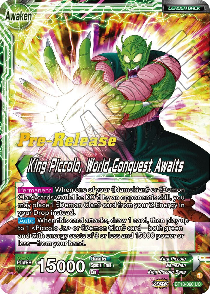 King Piccolo // King Piccolo, World Conquest Awaits (BT18-060) [Dawn of the Z-Legends Prerelease Promos] | Shuffle n Cut Hobbies & Games