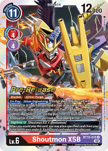 Shoutmon X5B [BT10-015] [Xros Encounter Pre-Release Cards] | Shuffle n Cut Hobbies & Games