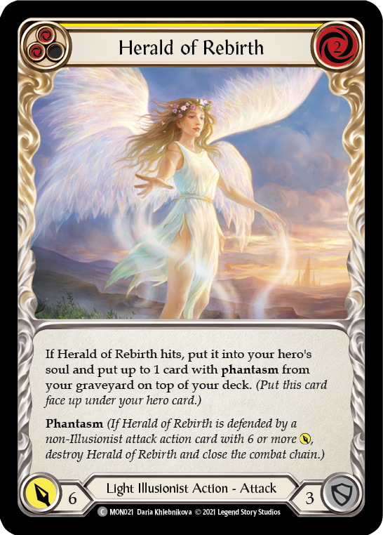 Herald of Rebirth (Yellow) (Rainbow Foil) [MON021-RF] 1st Edition Rainbow Foil | Shuffle n Cut Hobbies & Games