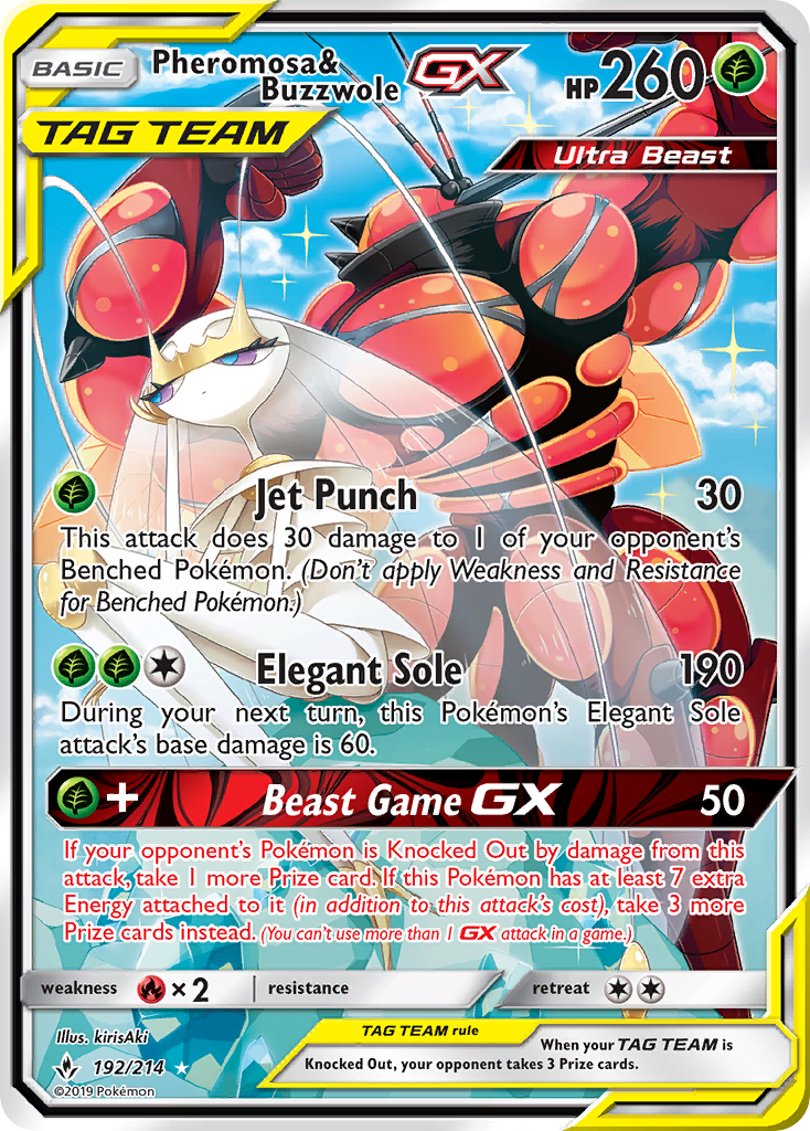 Pheromosa & Buzzwole GX (192/214) [Sun & Moon: Unbroken Bonds] | Shuffle n Cut Hobbies & Games