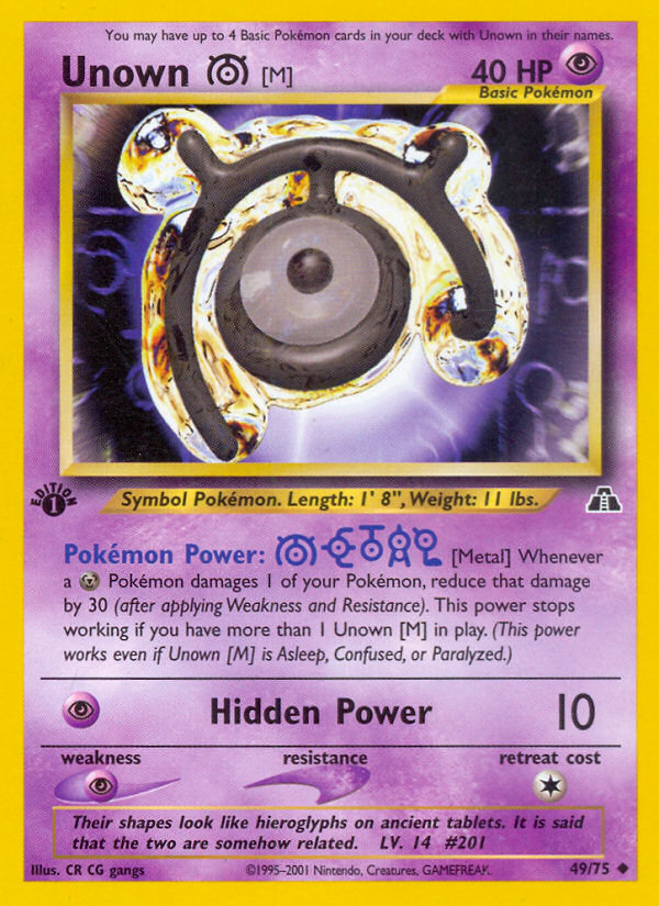 Unown [M] (49/75) [Neo Discovery 1st Edition] | Shuffle n Cut Hobbies & Games