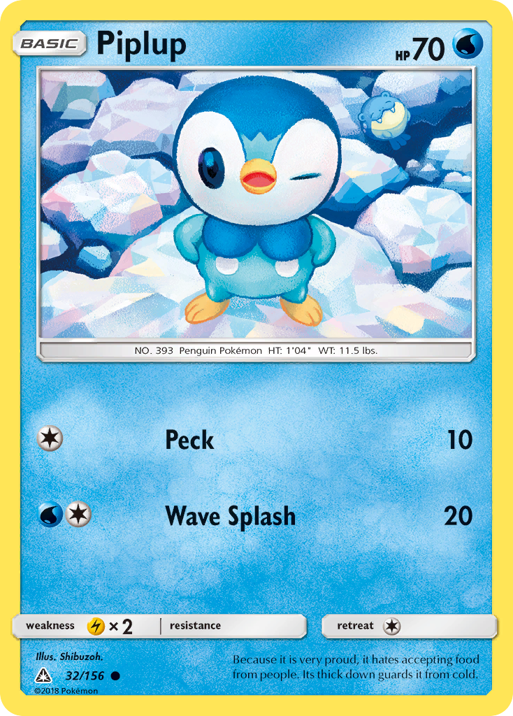 Piplup (32/156) [Sun & Moon: Ultra Prism] | Shuffle n Cut Hobbies & Games