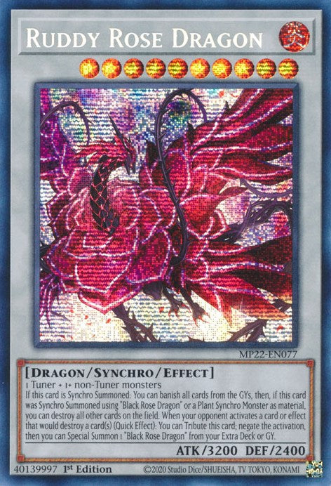 Ruddy Rose Dragon [MP22-EN077] Prismatic Secret Rare | Shuffle n Cut Hobbies & Games