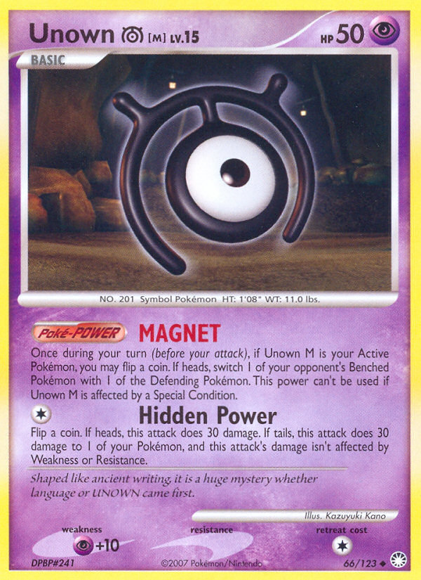 Unown M (66/123) [Diamond & Pearl: Mysterious Treasures] | Shuffle n Cut Hobbies & Games