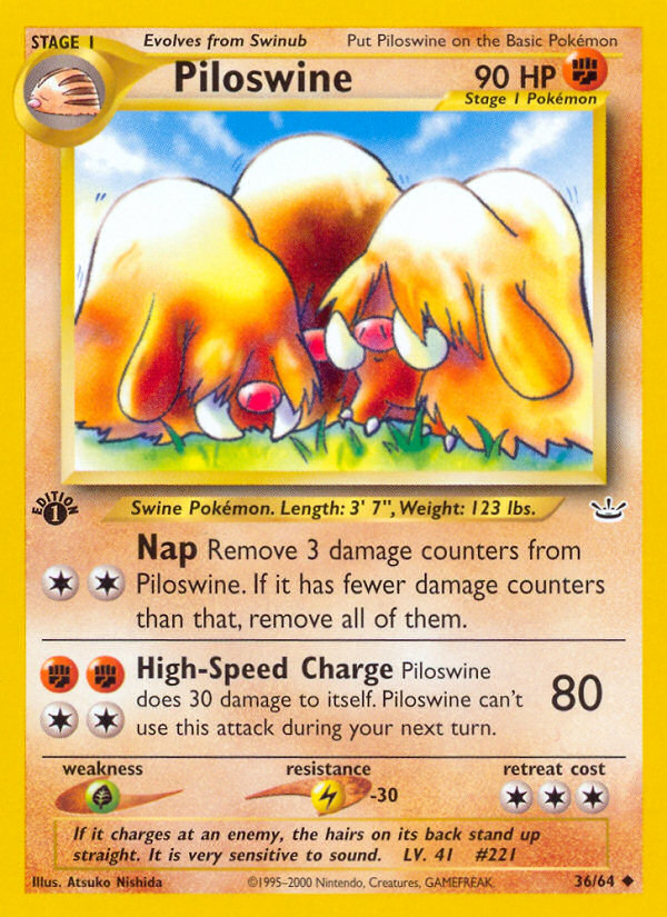 Piloswine (36/64) [Neo Revelation 1st Edition] | Shuffle n Cut Hobbies & Games