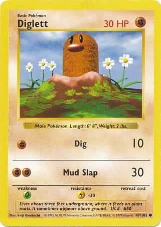 Diglett (47/102) [Base Set Shadowless Unlimited] | Shuffle n Cut Hobbies & Games