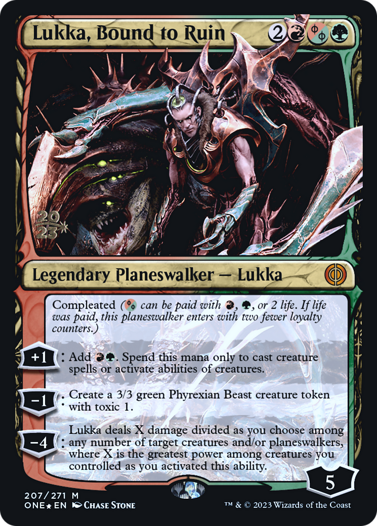 Lukka, Bound to Ruin [Phyrexia: All Will Be One Prerelease Promos] | Shuffle n Cut Hobbies & Games