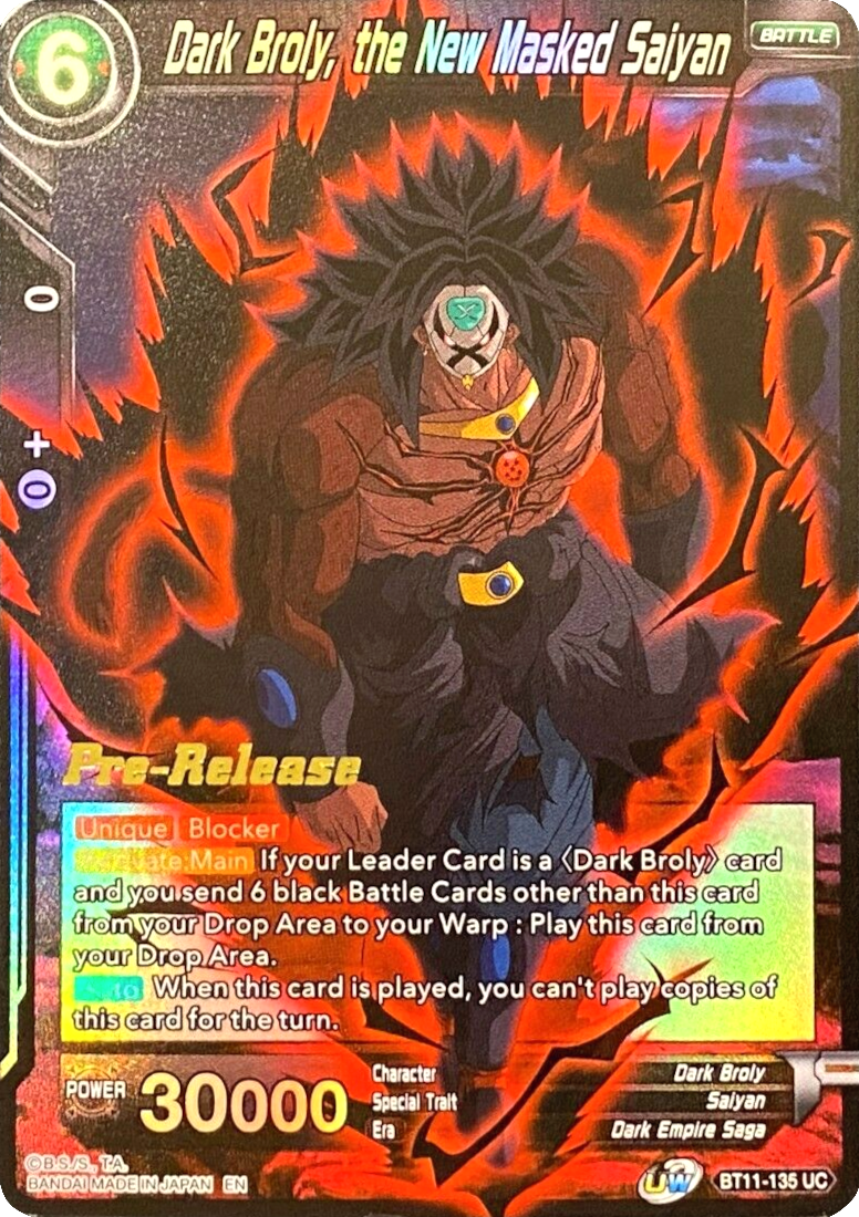 Dark Broly, the New Masked Saiyan (BT11-135) [Vermilion Bloodline Prerelease Promos] | Shuffle n Cut Hobbies & Games