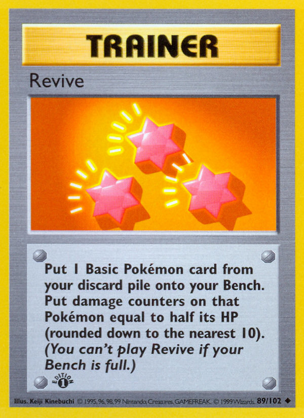 Revive (89/102) (Shadowless) [Base Set 1st Edition] | Shuffle n Cut Hobbies & Games