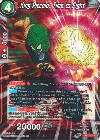 King Piccolo, Time to Fight (BT12-018) [Vicious Rejuvenation Prerelease Promos] | Shuffle n Cut Hobbies & Games
