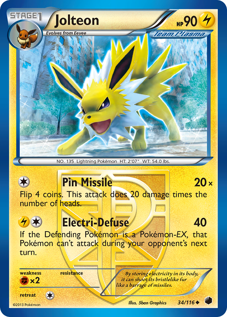 Jolteon (34/116) [Black & White: Plasma Freeze] | Shuffle n Cut Hobbies & Games