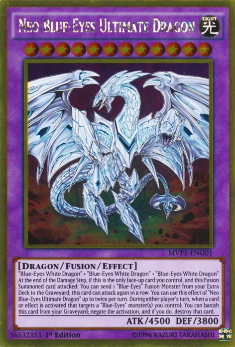 Neo Blue-Eyes Ultimate Dragon [MVP1-ENG01] Gold Rare | Shuffle n Cut Hobbies & Games