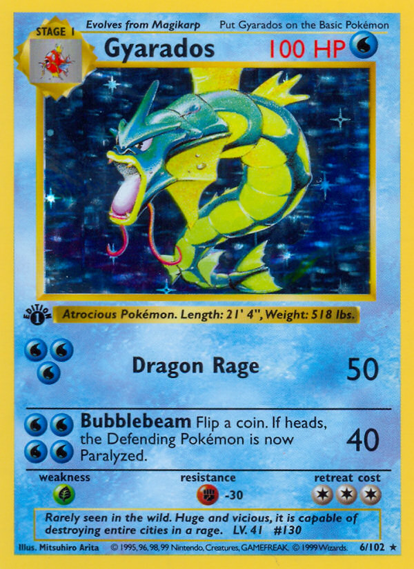 Gyarados (6/102) (Shadowless) [Base Set 1st Edition] | Shuffle n Cut Hobbies & Games