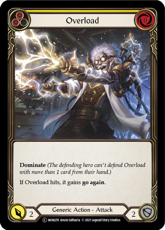 Overload (Yellow) (Rainbow Foil) [U-MON276-RF] Unlimited Edition Rainbow Foil | Shuffle n Cut Hobbies & Games