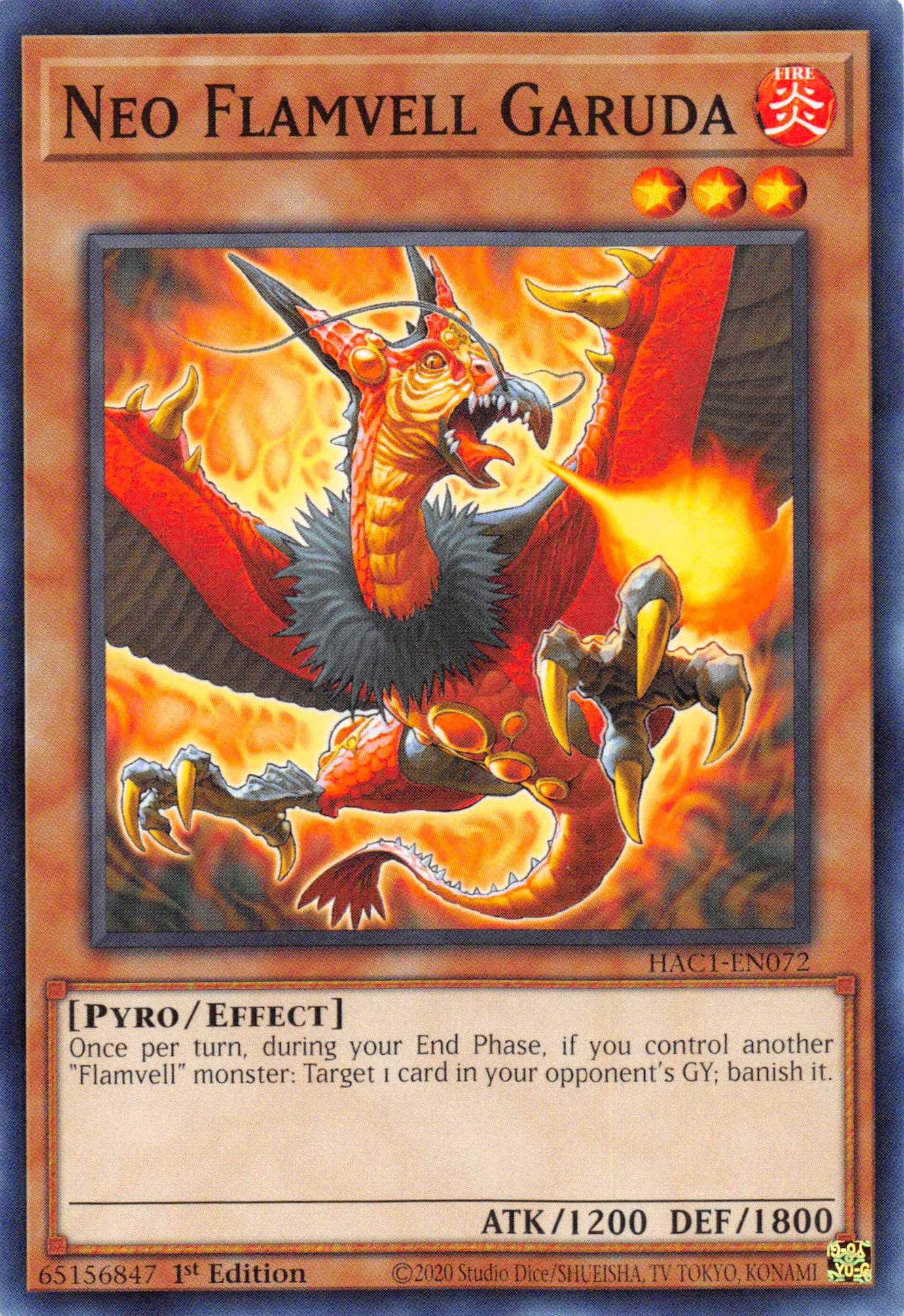 Neo Flamvell Garuda (Duel Terminal) [HAC1-EN072] Parallel Rare | Shuffle n Cut Hobbies & Games