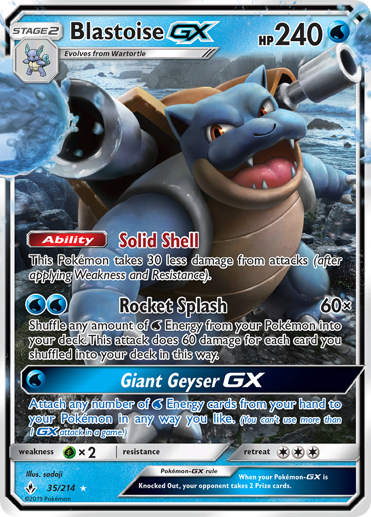 Blastoise GX (35/214) [Sun & Moon: Unbroken Bonds] | Shuffle n Cut Hobbies & Games