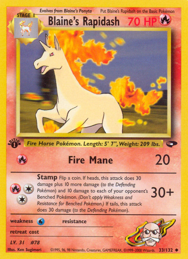 Blaine's Rapidash (33/132) [Gym Challenge 1st Edition] | Shuffle n Cut Hobbies & Games