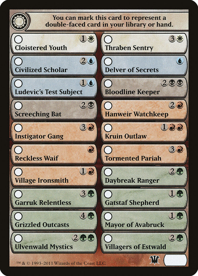 Innistrad Checklist [Innistrad Tokens] | Shuffle n Cut Hobbies & Games