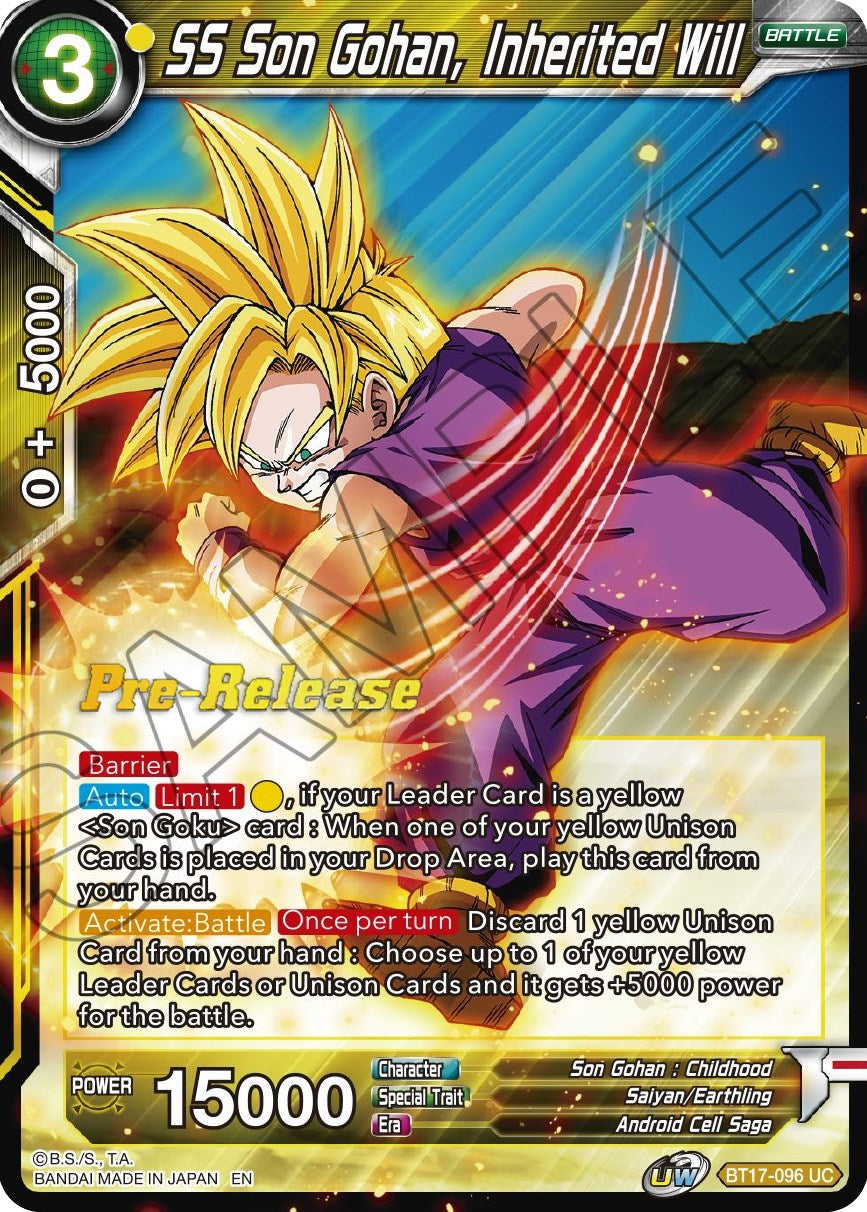 SS Son Gohan, Inherited Will (BT17-096) [Ultimate Squad Prerelease Promos] | Shuffle n Cut Hobbies & Games