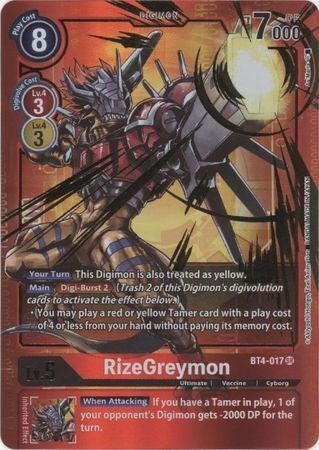 RizeGreymon [BT4-017] (Alternate Art - Red Border) [Great Legend Promos] | Shuffle n Cut Hobbies & Games