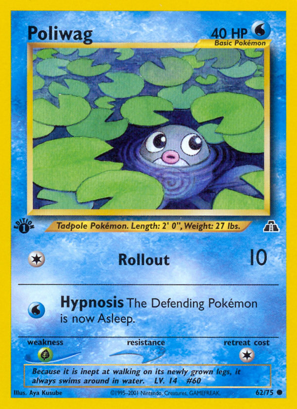 Poliwag (62/75) [Neo Discovery 1st Edition] | Shuffle n Cut Hobbies & Games