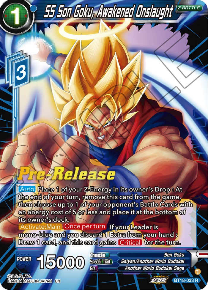 SS Son Goku, Awakened Onslaught (BT18-033) [Dawn of the Z-Legends Prerelease Promos] | Shuffle n Cut Hobbies & Games