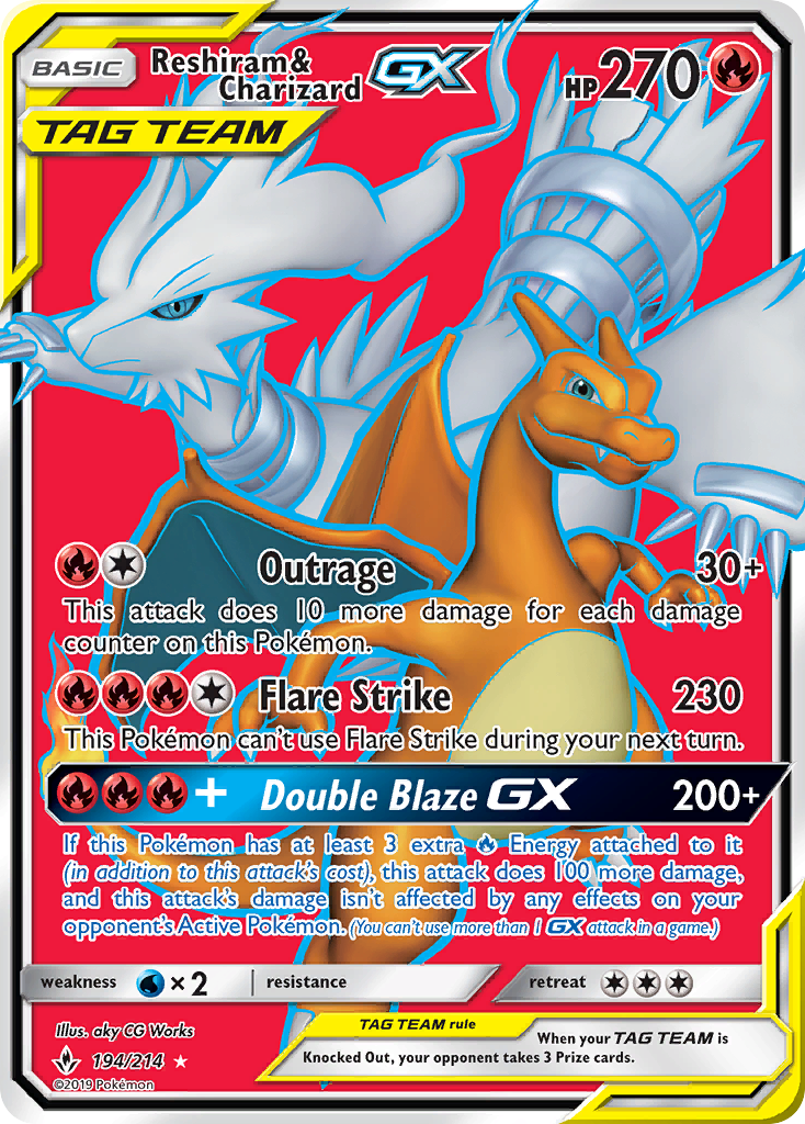 Reshiram & Charizard GX (194/214) [Sun & Moon: Unbroken Bonds] | Shuffle n Cut Hobbies & Games