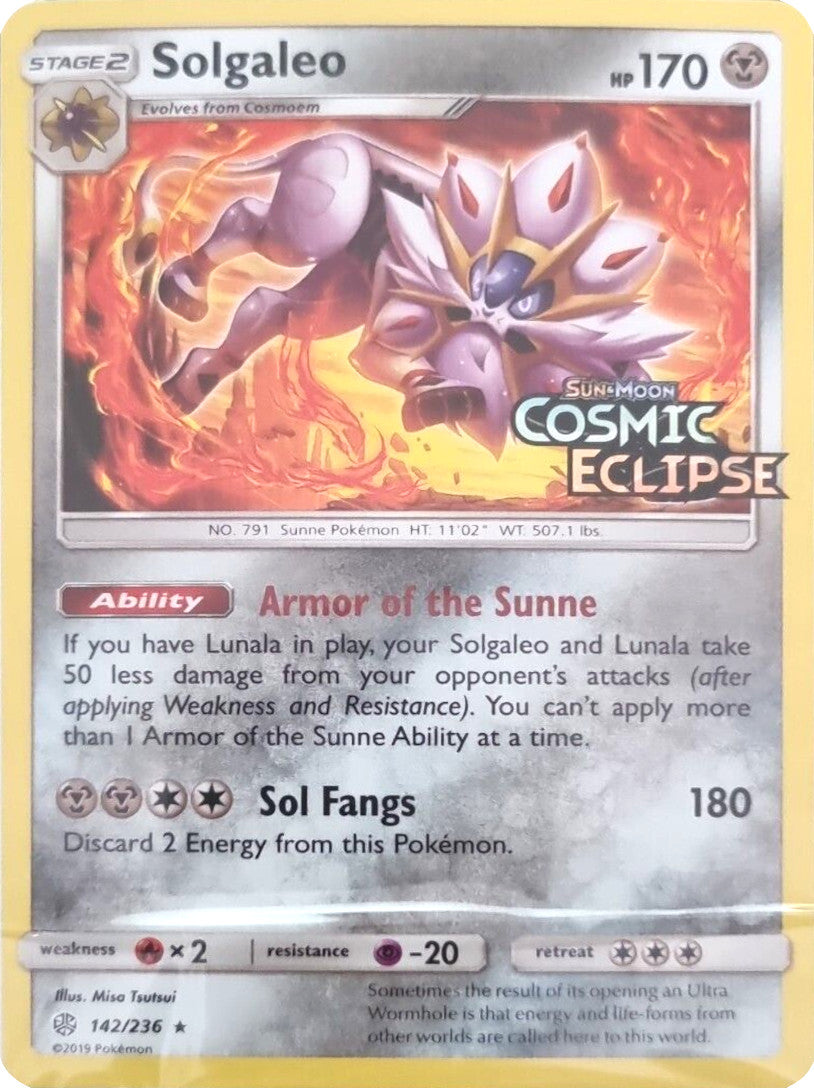 Solgaleo (142/236) (Cosmic Eclipse Stamped) [Sun & Moon: Cosmic Eclipse] | Shuffle n Cut Hobbies & Games