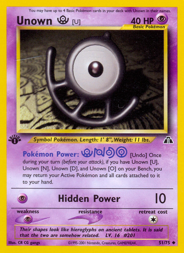 Unown [U] (51/75) [Neo Discovery 1st Edition] | Shuffle n Cut Hobbies & Games