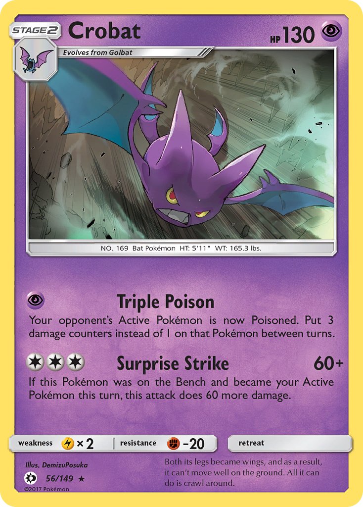 Crobat (56/149) (Prerelease Kit Exclusive) (Theme Deck Exclusive) [Sun & Moon: Base Set] | Shuffle n Cut Hobbies & Games