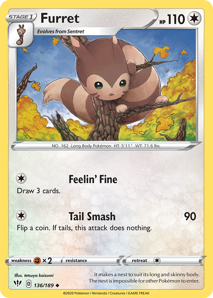 Furret (136/189) [Sword & Shield: Darkness Ablaze] | Shuffle n Cut Hobbies & Games