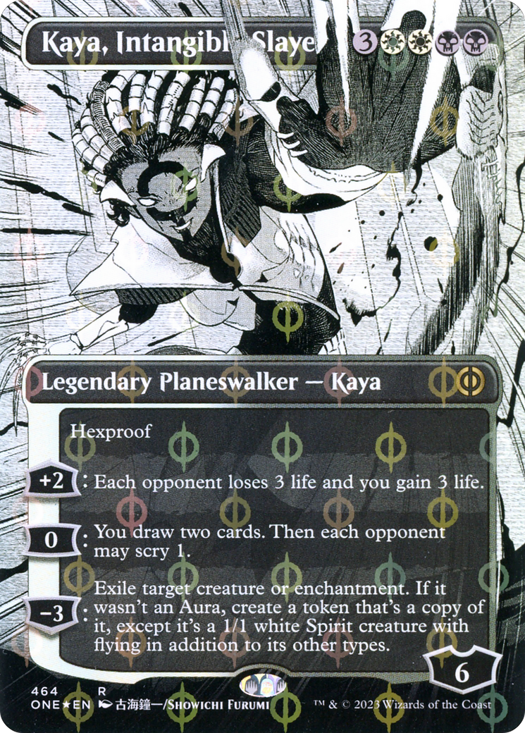 Kaya, Intangible Slayer (Borderless Manga Step-and-Compleat Foil) [Phyrexia: All Will Be One] | Shuffle n Cut Hobbies & Games