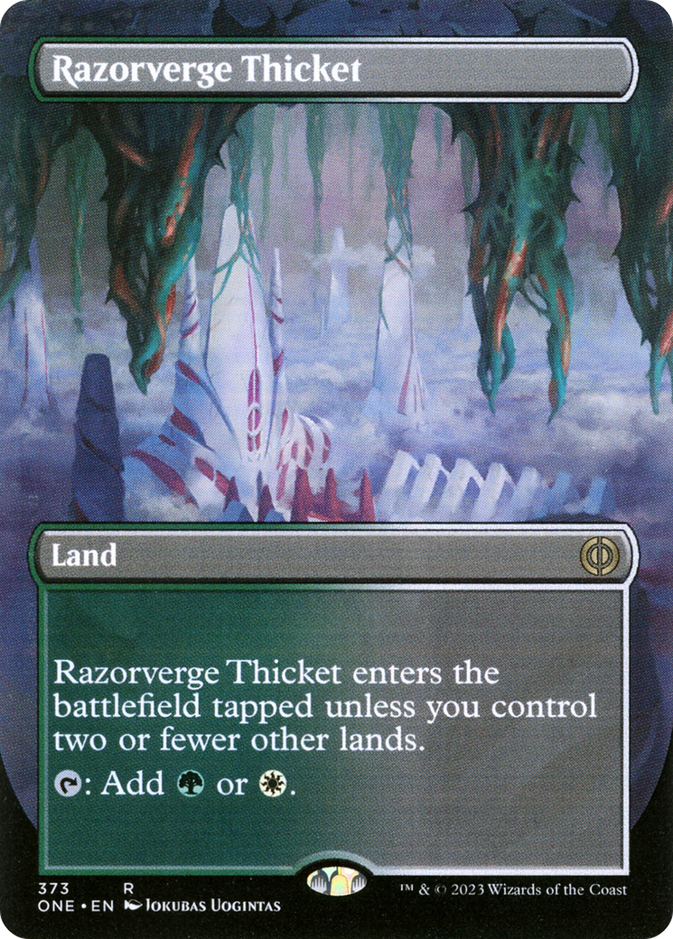 Razorverge Thicket (Borderless Alternate Art) [Phyrexia: All Will Be One] | Shuffle n Cut Hobbies & Games