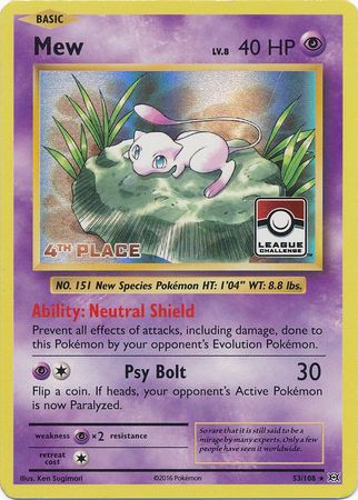 Mew (53/108) (League Promo 4th Place) [XY: Evolutions] | Shuffle n Cut Hobbies & Games